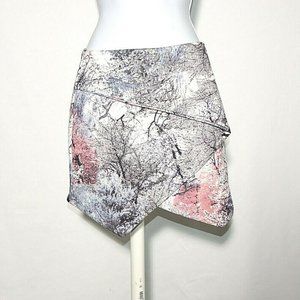 Michaela Faux‎ Wrap Mini Skirt Tree Graphics Size S